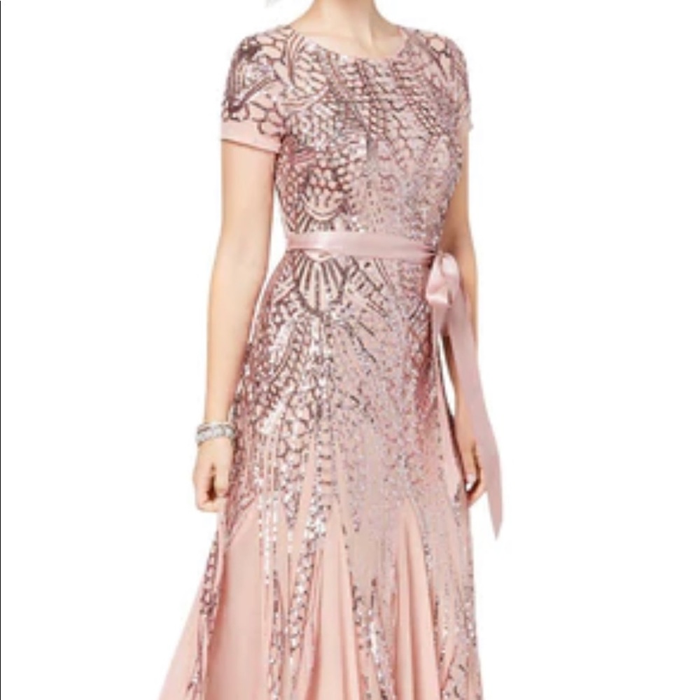 R&M Sequins maxi formal dress in pink Size 12P